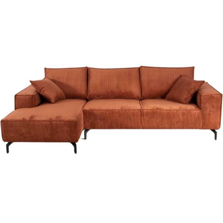 Canapé d'angle velours côtelé rouille 278cm PUEBLO Casita retour gauche