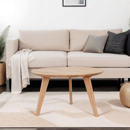 Table basse scandinave chêne ronde 70cm JONAS