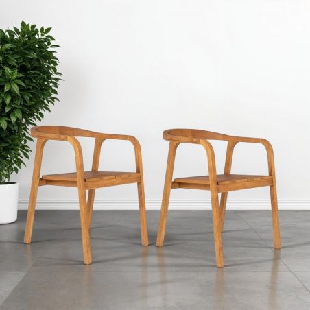Lot de 2 chaises à accoudoirs en teck massif recyclé CLASSY d-bodhi