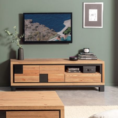 Meuble TV pin massif brossé 175cm CUBO Casita CUBTV 175