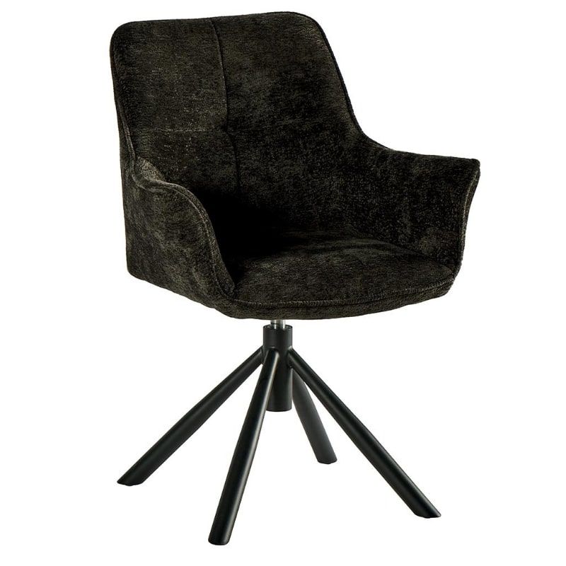 Lot de 2 chaises tournantes en tissu noir Casita EWING