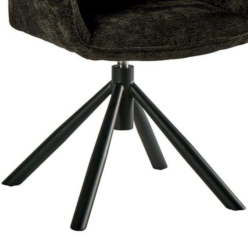 Lot de 2 chaises tournantes en tissu noir Casita EWING