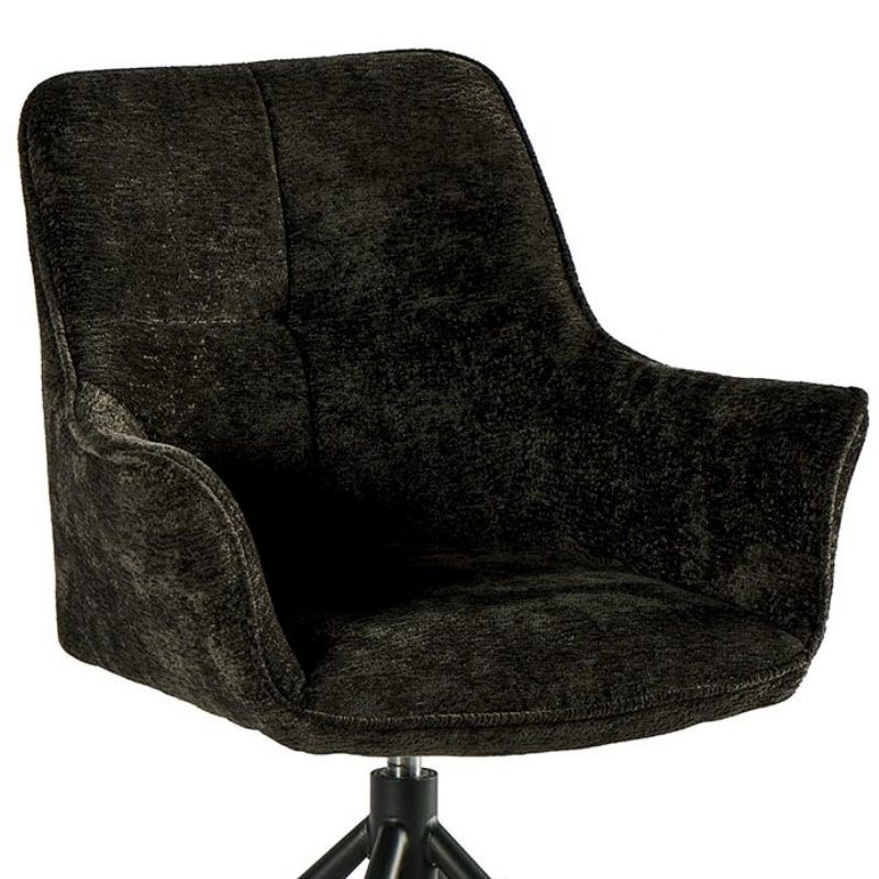Lot de 2 chaises tournantes en tissu noir Casita EWING