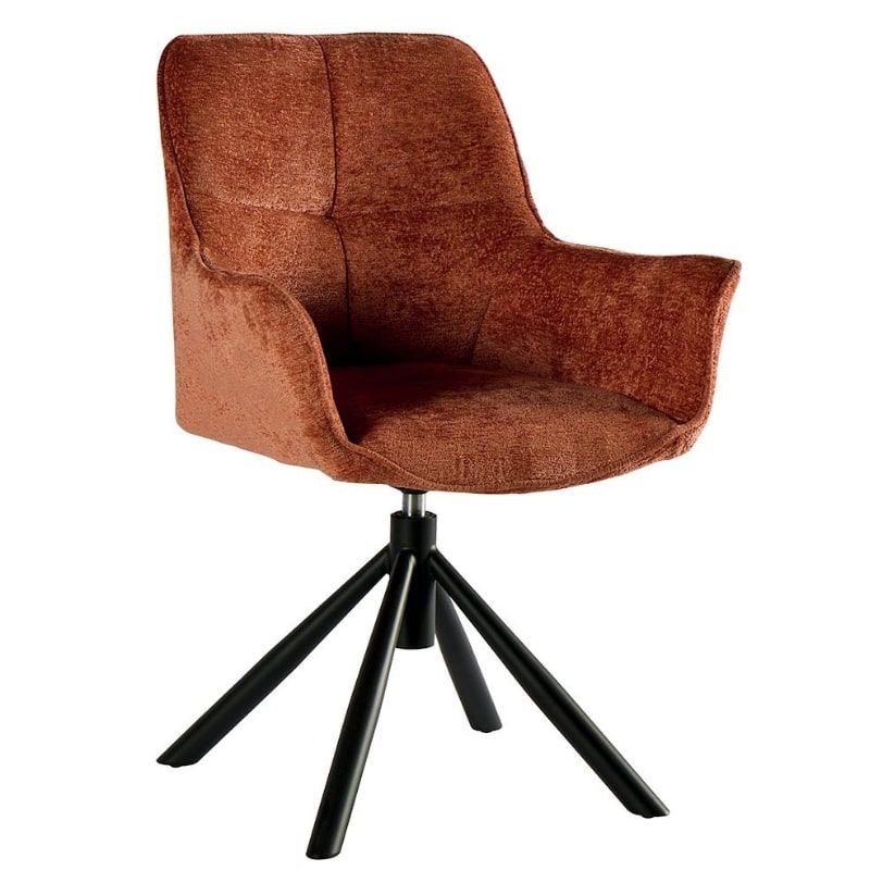 Lot de 2 chaises tournantes en tissu terracotta Casita EWING