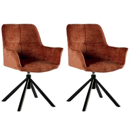 Lot de 2 chaises tournantes en tissu terracotta Casita EWING