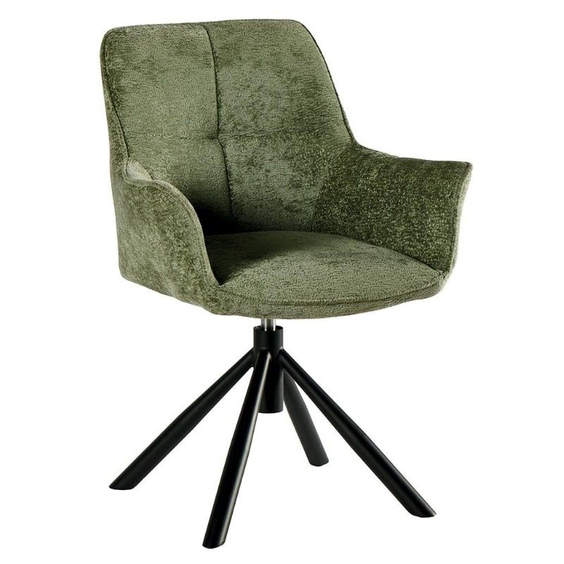 Lot de 2 chaises tournantes en tissu vert Casita EWING