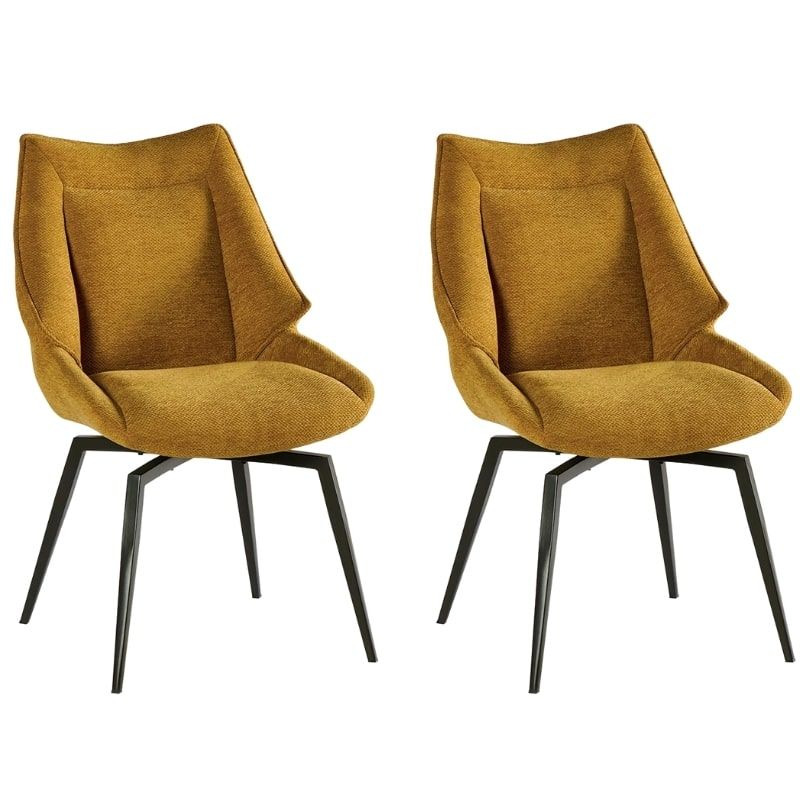 Lot de 2 chaises confort en tissu moutarde Casita NIKO