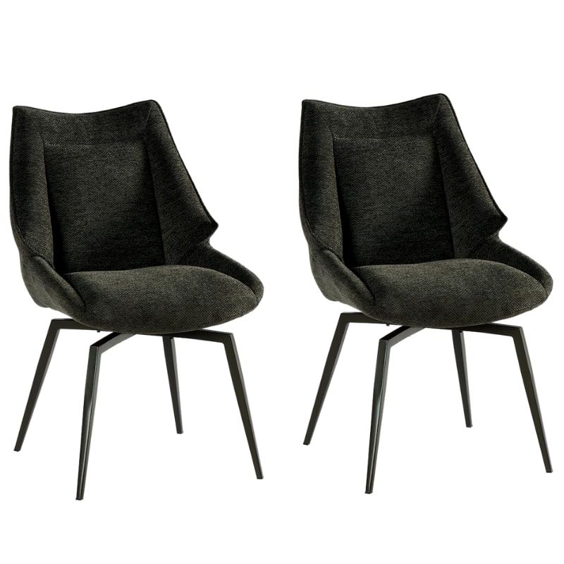 Lot de 2 chaises confort en tissu gris foncé Casita NIKO