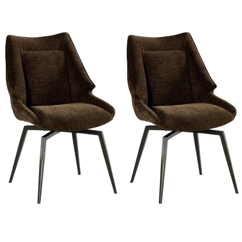 Lot de 2 chaises confort en tissu chocolat Casita NIKO