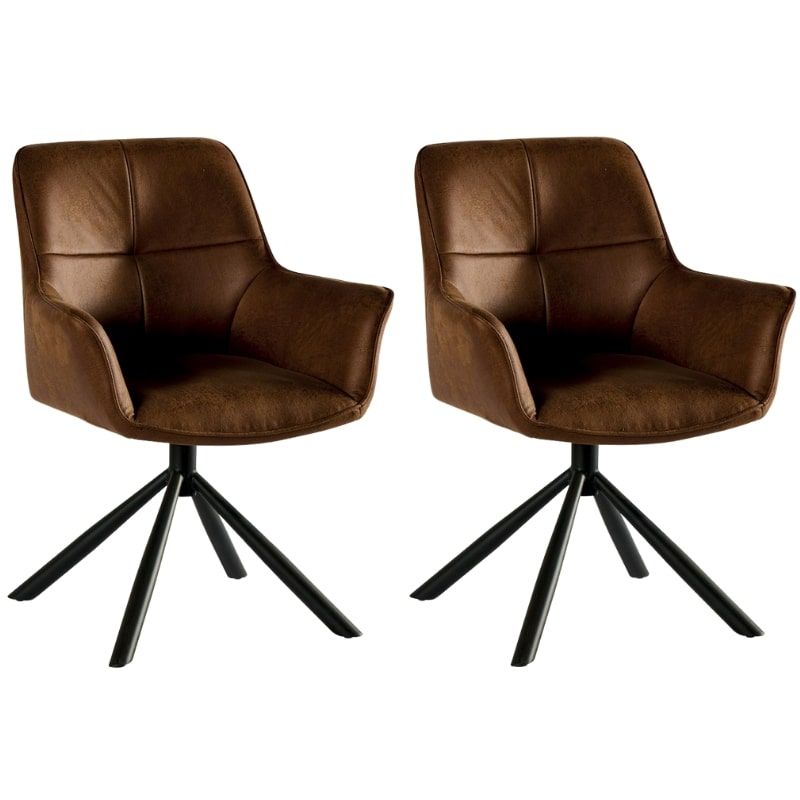 Lot de 2 chaises rotatives en microfibres marron Casita RITCHEY