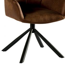 Lot de 2 chaises rotatives en microfibres marron Casita RITCHEY