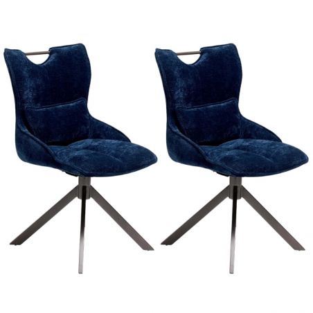 Lot de 2 chaises pivotante en tissu bleu Casita BIORG