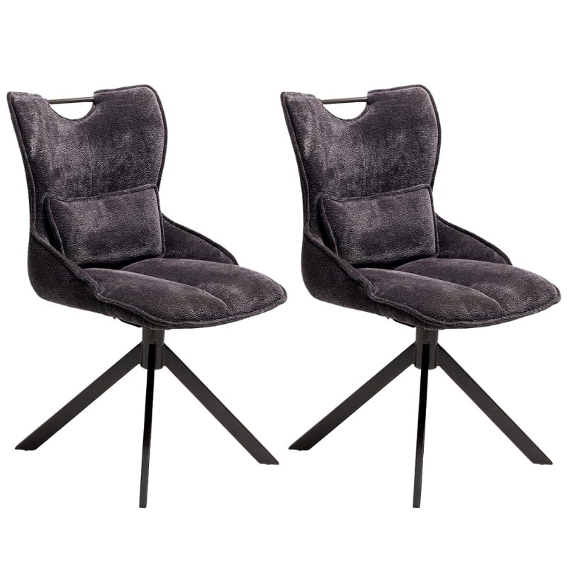 Lot de 2 chaises pivotante en tissu gris Casita BIORG
