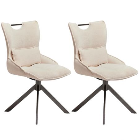 Lot de 2 chaises pivotante en tissu blanc Casita BIORG