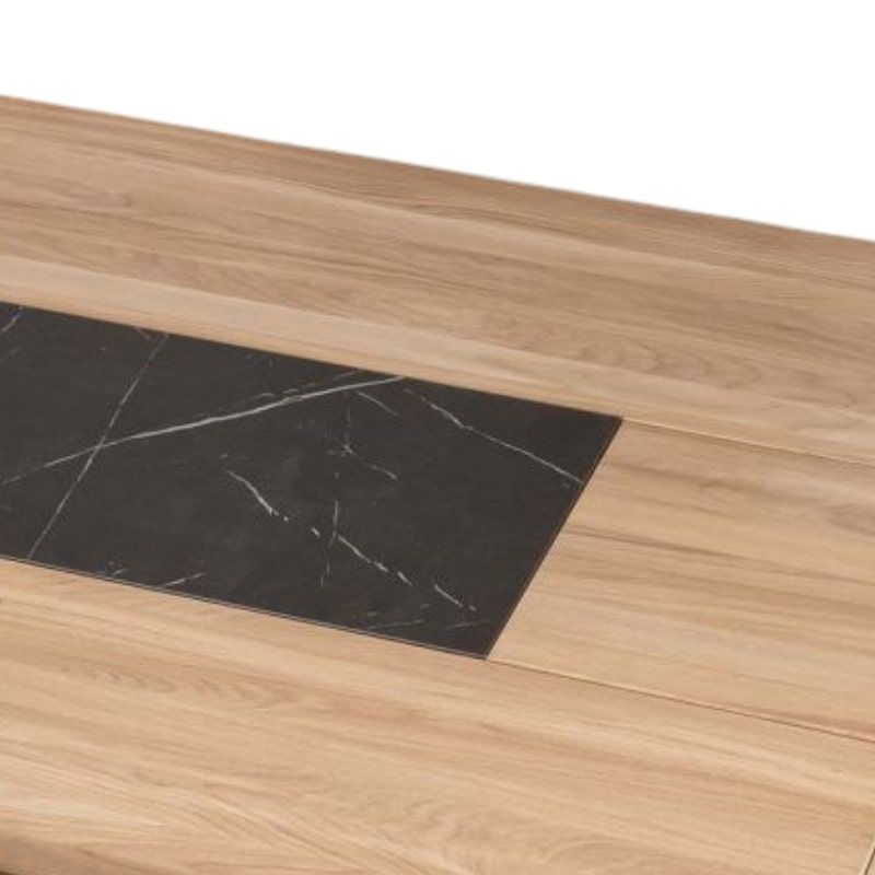 Table chêne massif blanchi et décor marbre 180cm Casita STORIA