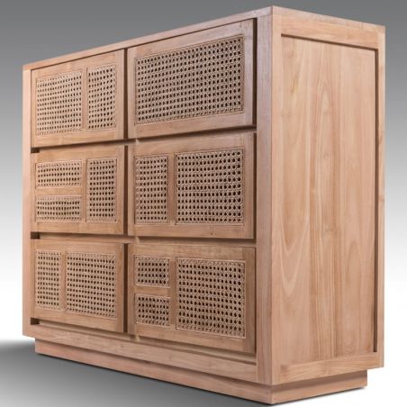 Commode teck et rotin 110cm COLONIAL