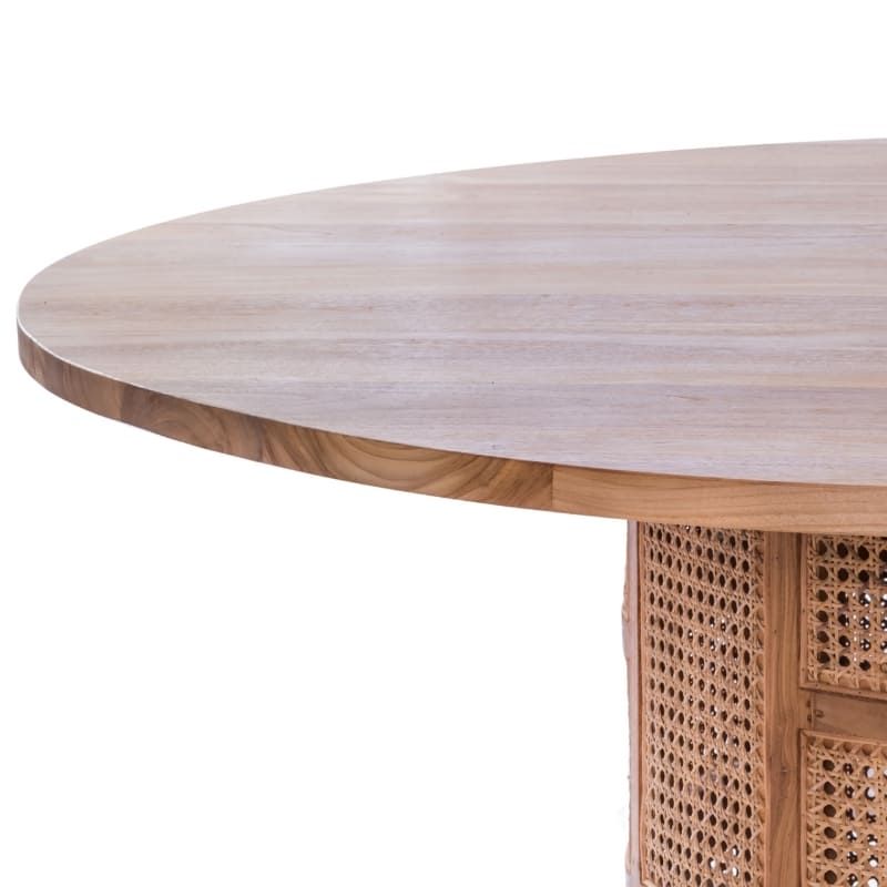 Table repas ronde teck et rotin 150cm COLONIAL