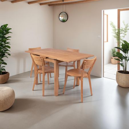 Table repas carrée extensible en teck recyclé 80cm DINO D-Bodhi