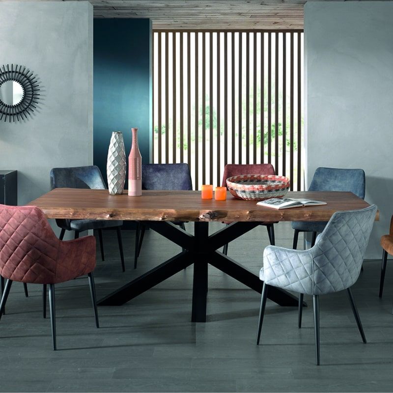 Table bois massif avec pied central et bords naturels 240cm Valley Casita VALTA 240