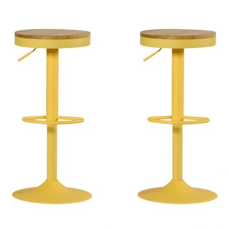 Lot de 2 tabourets de bar réglables en hauteur Casita JUO jaune