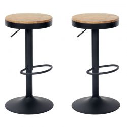 Lot de 2 tabourets de bar réglables en hauteur Casita JUO noir