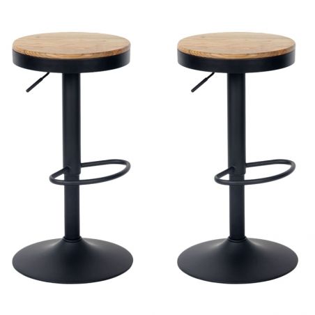Lot de 2 tabourets de bar réglables en hauteur Casita JUO noir