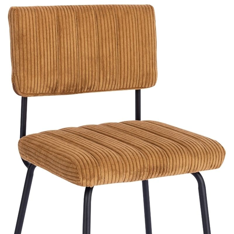 Lot 2 chaises velours côtelé jaune et pieds métal Casita LINA