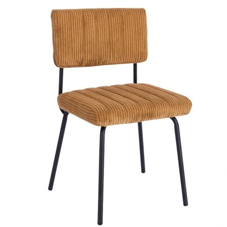 Lot 2 chaises velours côtelé jaune et pieds métal Casita LINA