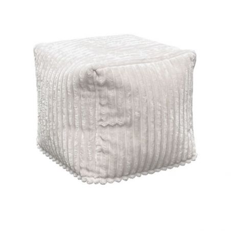 Pouf carré en velours côtelé blanc Casita LIZARD