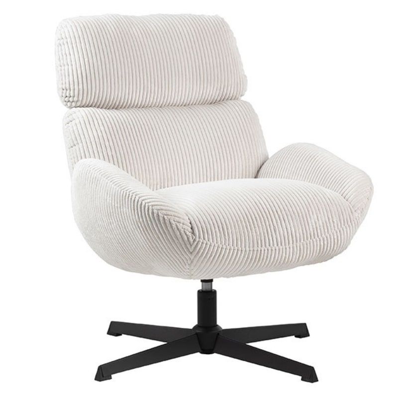 Fauteuil relaxation tournant tissu blanc 78cm Casita BISSETT