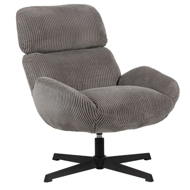 Fauteuil relaxation tournant tissu gris 78cm Casita BISSETT