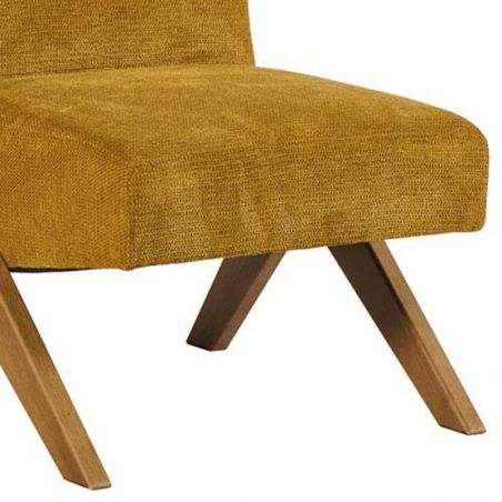 Fauteuil moderne bois et tissu moutarde 61cm Casita TOLGA
