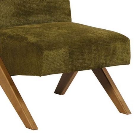 Fauteuil moderne bois et tissu vert 61cm Casita TOLGA