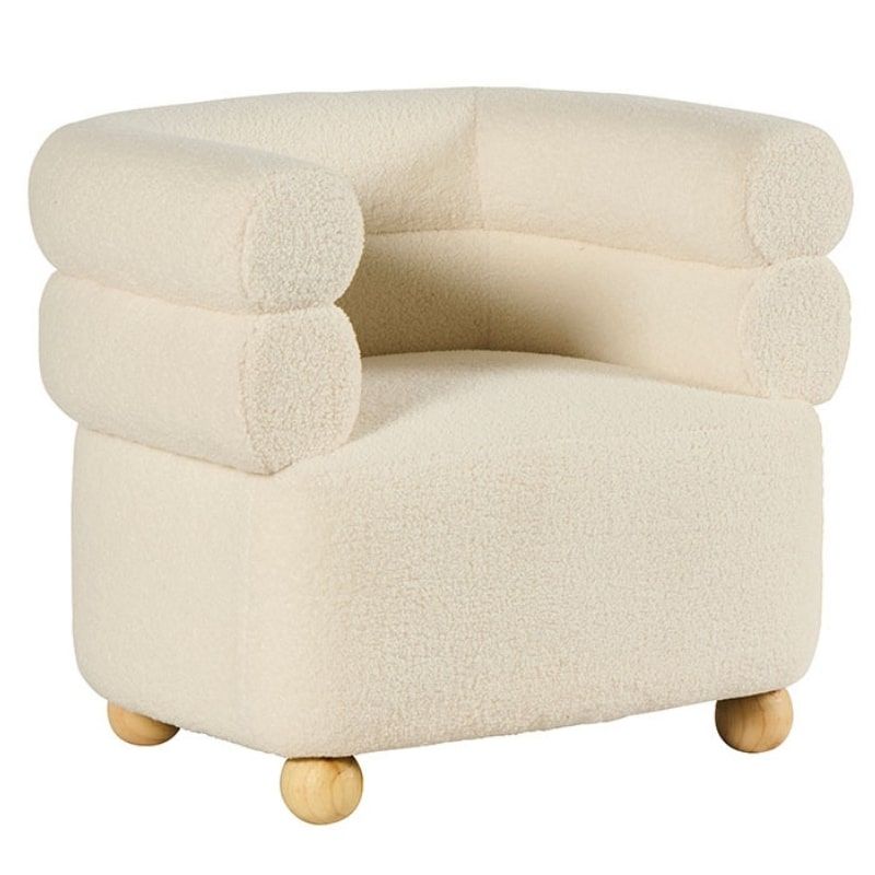 Fauteuil cabriolet moderne tissu blanc 82cm Casita WALA