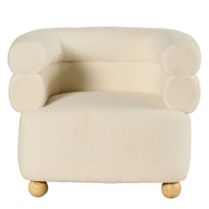 Fauteuil cabriolet moderne tissu blanc 82cm Casita WALA
