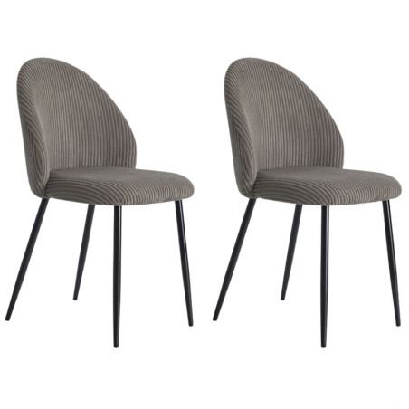Lot de 2 chaises velours côtelé gris 60cm Casita BELLOT