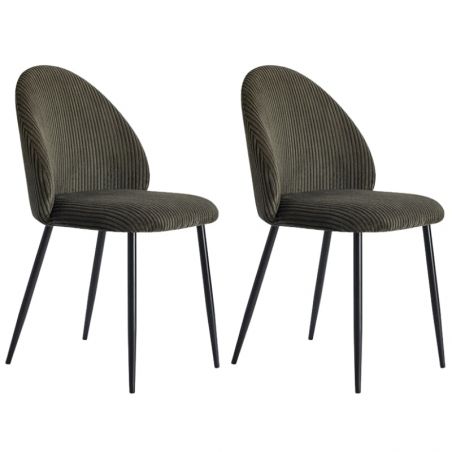 Lot de 2 chaises velours côtelé vert 60cm Casita BELLOT