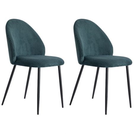 Lot de 2 chaises velours côtelé bleu pétrole 60cm Casita BELLOT