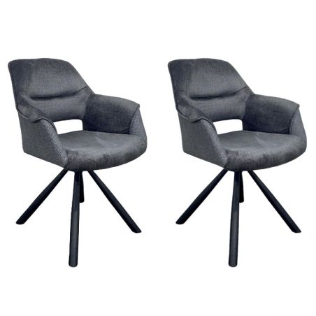 Lot de 2 chaises tournantes avec accoudoirs grise Casita CHILKO