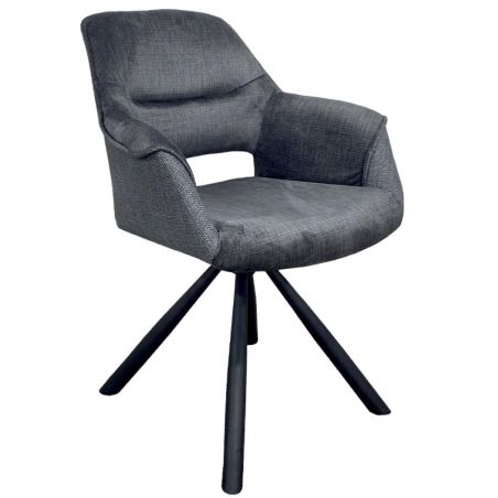 Lot de 2 chaises tournantes avec accoudoirs grise Casita CHILKO
