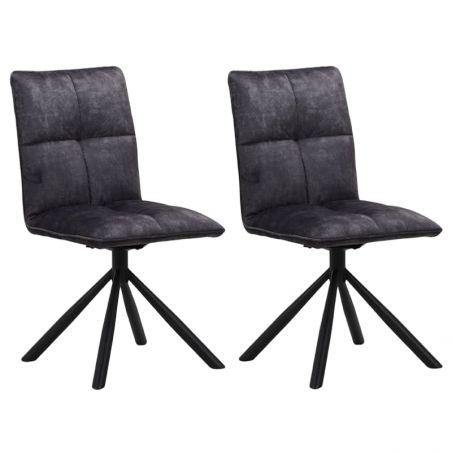 Lot 2 Chaises tournante avec poignée tissu gris anthracite Casita RUSSELL