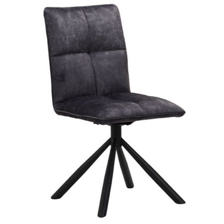 Lot 2 Chaises tournante avec poignée tissu gris anthracite Casita RUSSELL