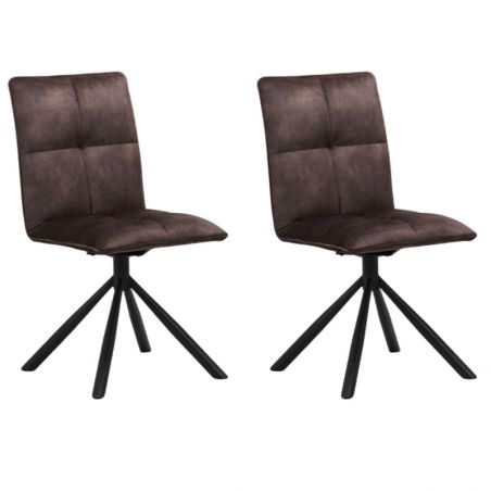 Lot 2 Chaises tournante avec poignée tissu chocolat Casita RUSSELL