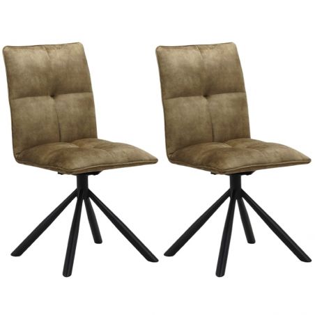 Lot 2 Chaises tournante avec poignée tissu kaki Casita RUSSELL