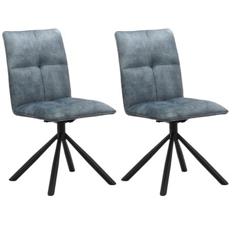 Lot 2 Chaises tournante avec poignée tissu bleu pétrole Casita RUSSELL