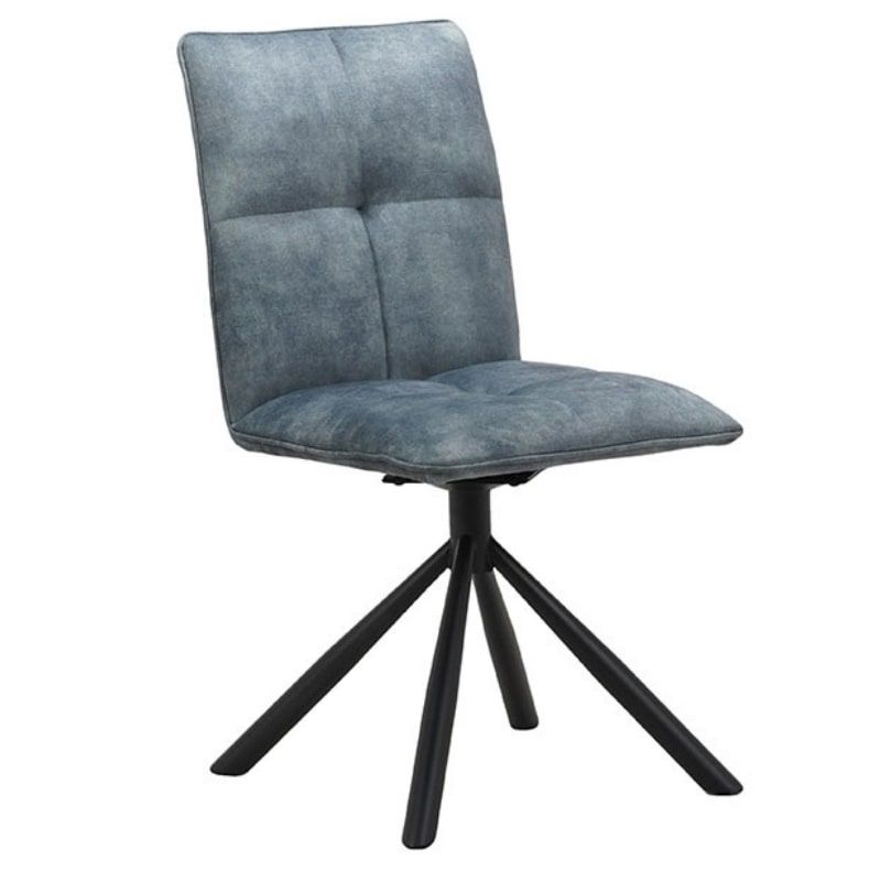 Lot 2 Chaises tournante avec poignée tissu bleu pétrole Casita RUSSELL