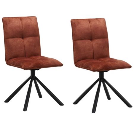 Lot 2 Chaises tournante avec poignée tissu rouille Casita RUSSELL
