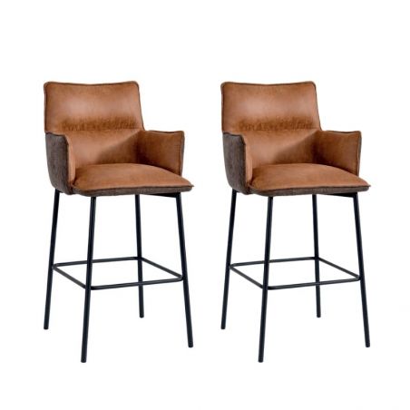 Lot de 2 chaises de bar tissu marron Casita LOKKA