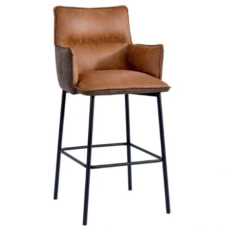 Lot de 2 chaises de bar tissu marron Casita LOKKA