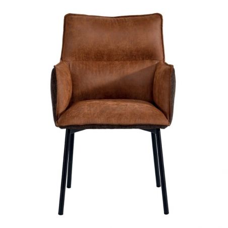 Lot de 2 chaises tissu microfibres marron Casita LOKKA